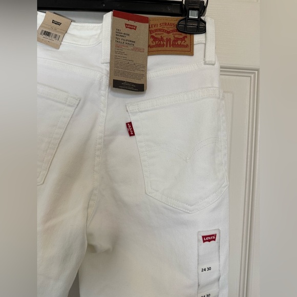 Levi's 721 High Rise Skinny White Raw Edge Jeans- size 24 - Picture 11 of 13
